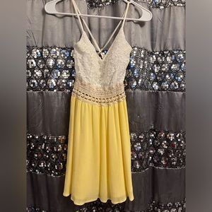 WINDSOR White Lace with Crochet Yellow Dress